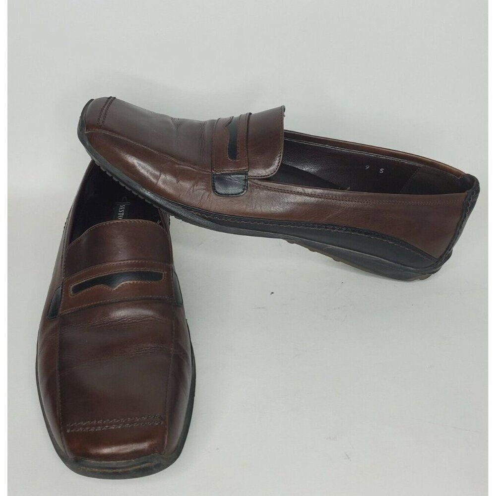 Sesto Meucci Womens Driving Loafers Leather Slip On Shoes Brown Black Size 9